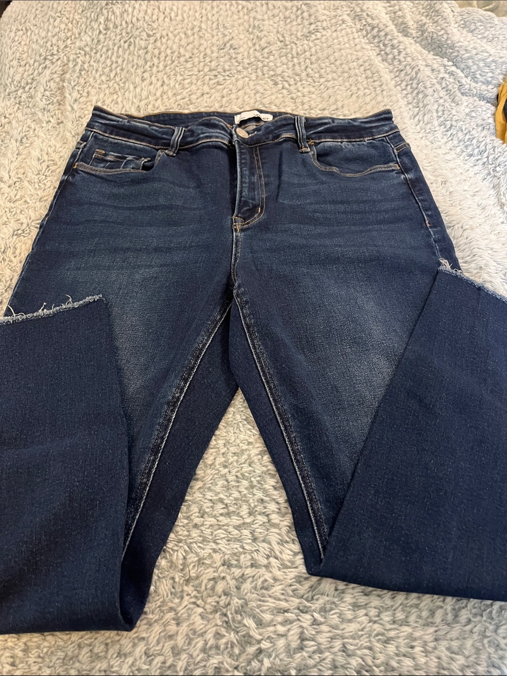 Women's Straight Leg Dark Blue Stretch Jeans